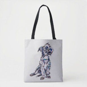 Een schattige, saaie, gemengde kruidhond met een g tote bag