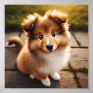Een schattige Shetland Sheepdog puppy Poster