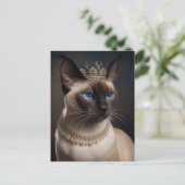 Een schattige Siamese poes met parelmoer en kettin Briefkaart (Staand voorkant)
