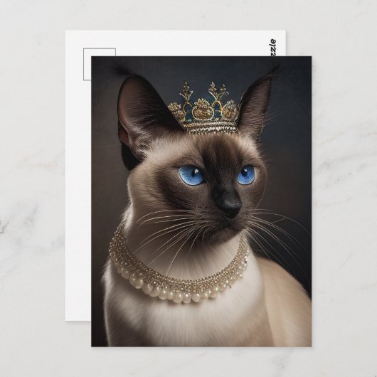 Een schattige Siamese poes met parelmoer en kettin Briefkaart (Voorkant / Achterkant)