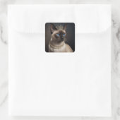 Een schattige Siamese poes met parelmoer en kettin Vierkante Sticker (Tas)