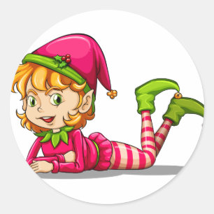 Een schattige speelse elf ronde sticker