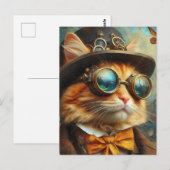 Een schattige steampunk gemberkat briefkaart (Voorkant / Achterkant)