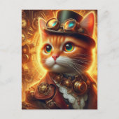 Een schattige steampunk gemberkat briefkaart (Voorkant)