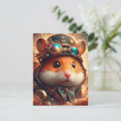 Een schattige steampunk hamster briefkaart (Staand voorkant)