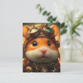Een schattige steampunk hamster briefkaart (Staand voorkant)