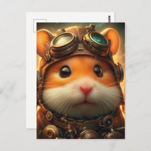 Een schattige steampunk hamster briefkaart (Voorkant / Achterkant)