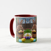 Een Schattige stel paashaas in een mand en eieren Mok (Voorkant links)