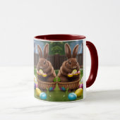 Een Schattige stel paashaas in een mand en eieren Mok (Voorkant rechts)