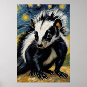 Een schattige stinkdier in een sterrennacht poster (Voorkant)
