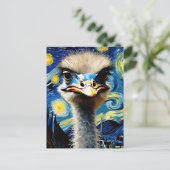 Een schattige struisvogel in een sterrennacht brie briefkaart (Staand voorkant)