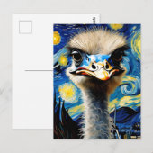 Een schattige struisvogel in een sterrennacht brie briefkaart (Voorkant / Achterkant)
