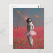 Een schattige surrealistische astronaut met een di briefkaart (Voorkant / Achterkant)