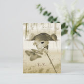 Een schattige tederbeer met een bloem - briefkaart (Staand voorkant)