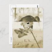 Een schattige tederbeer met een bloem - briefkaart (Voorkant / Achterkant)