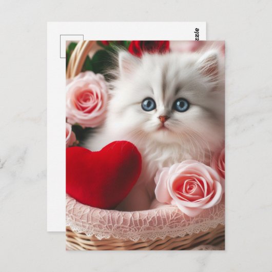 Een schattige Valentijn Kitten Briefkaart (Voorkant / Achterkant)
