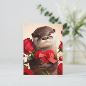 Een schattige Valentijn Otter Briefkaart (Staand voorkant)