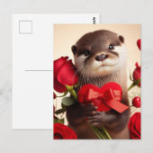 Een schattige Valentijn Otter Briefkaart (Voorkant / Achterkant)