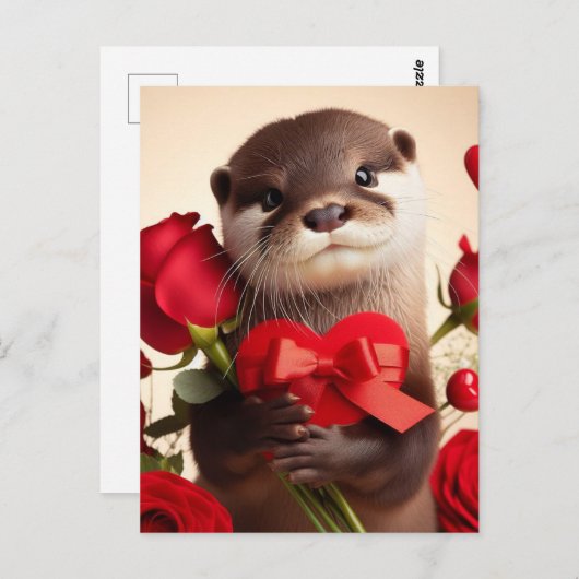 Een schattige Valentijn Otter Briefkaart (Voorkant / Achterkant)