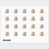 Een Schattige Verjaardagsmuis met Cupcake Ronde Sticker (Vel)