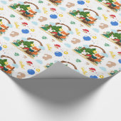 Een schattige vos en konijn in het bos cadeaupapier (Hoek)