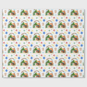 Een schattige vos en konijn in het bos cadeaupapier (Vlak)