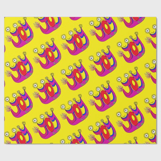 Een Schattige, vrolijk feest om je cadeau te Cadea Cadeaupapier (Vlak)