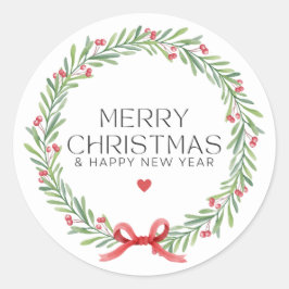 Een Schattige vrolijk kerstfeest en een gelukkig n Ronde Sticker