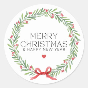 Een Schattige vrolijk kerstfeest en een gelukkig n Ronde Sticker