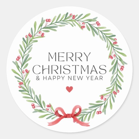 Een Schattige vrolijk kerstfeest en een gelukkig n Ronde Sticker (Voorkant)