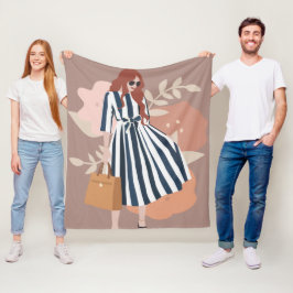 Een schattige waterverf schattig meisje die roze s fleece deken