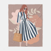 Een schattige waterverf schattig meisje die roze s fleece deken (Voorkant)