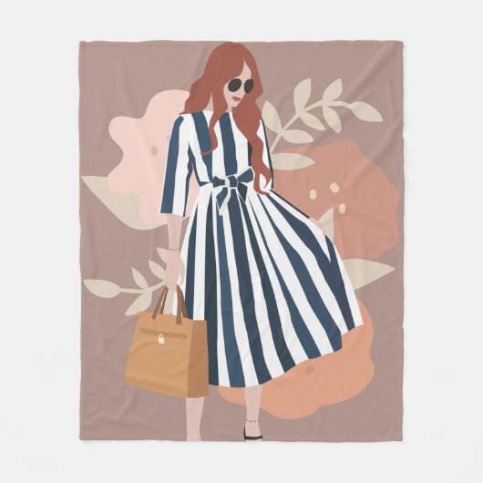 Een schattige waterverf schattig meisje die roze s fleece deken (Voorkant)