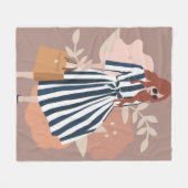 Een schattige waterverf schattig meisje die roze s fleece deken (Voorkant (Horizontaal))