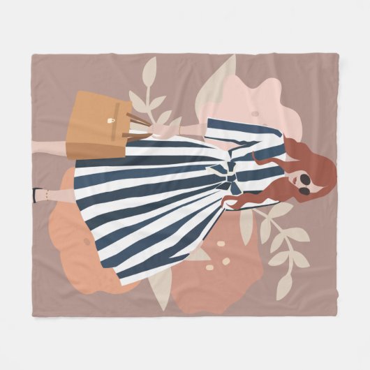 Een schattige waterverf schattig meisje die roze s fleece deken (Voorkant (Horizontaal))