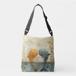 Een Schattige Waterverf schilderij van twee walvis Crossbody Tas