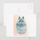Een schattige waterverf van een kat briefkaart (Voorkant / Achterkant)