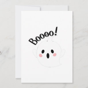 Een Schattige Witte Boo Creatieve Casual Feestdagenkaart