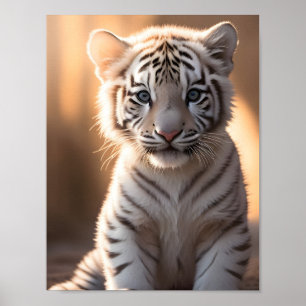 Een schattige witte tijgerwelp poster