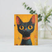 Een Schattige Zwarte Kat Briefkaart (Staand voorkant)