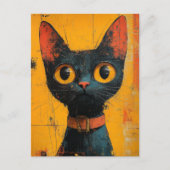 Een Schattige Zwarte Kat Briefkaart (Voorkant)