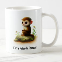 Een Schattigee 3D Painted Squirrel Monkey Coffee M