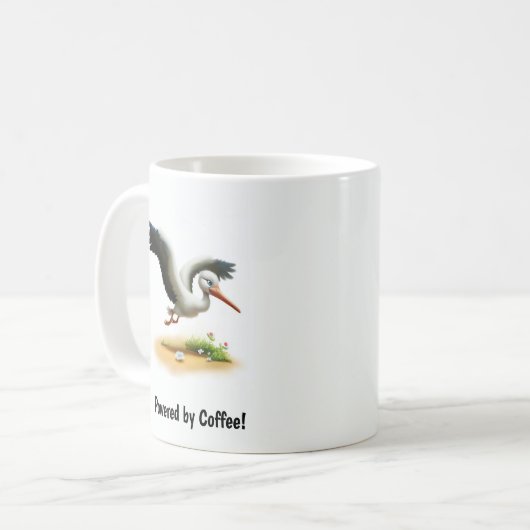 Een Schattigee 3D Painted Stork Coffee Mok (Voorkant links)