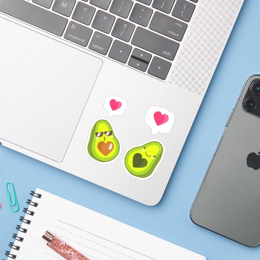 EEN SCHATTIGEE AVOCADO STICKERS (Laptop met iPhone)