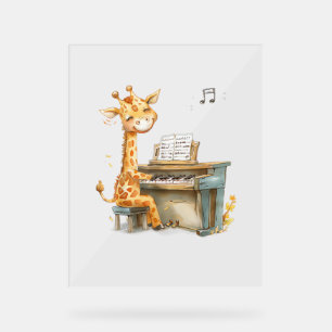 Een Schattigee Baby-Giraffe speelt gitaar Acryl Bord