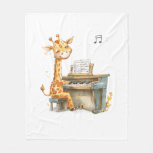 Een Schattigee Baby-Giraffe speelt gitaar Fleece Deken