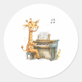 Een Schattigee Baby-Giraffe speelt gitaar Ronde Sticker
