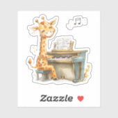 Een Schattigee Baby-Giraffe speelt gitaar Sticker (Vel)