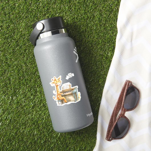 Een Schattigee Baby-Giraffe speelt gitaar Sticker (HydroFlask Insitu)