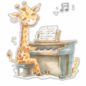 Een Schattigee Baby-Giraffe speelt gitaar Sticker (Voorkant)